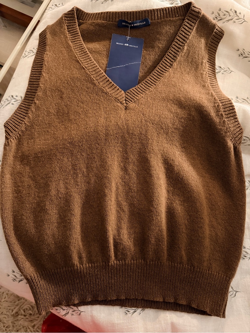 Brandy Melville Caramel Brown V-Neck Sweater Vest- New with tags